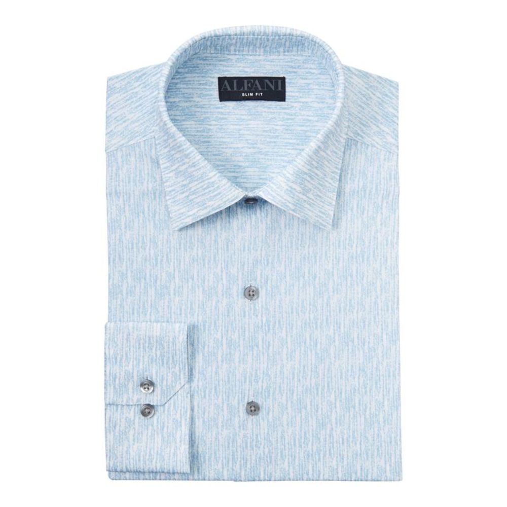 ALFATECH BY ALFANI Mens Light Blue Slim Fit Stretch Dress Shirt L 16/16.5- 34/35